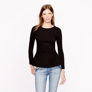 J.Crew Black Peplum Top with Exposed Zipper, Sz. M